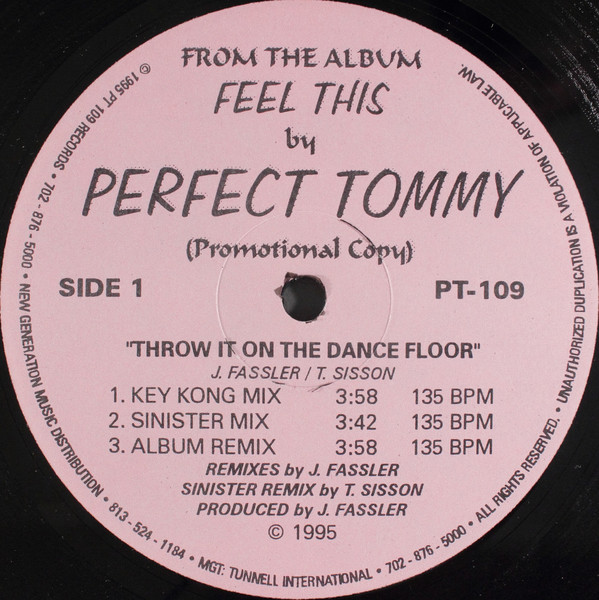 Perfect Tommy - Throw It On The Dance Floor (12", Promo)