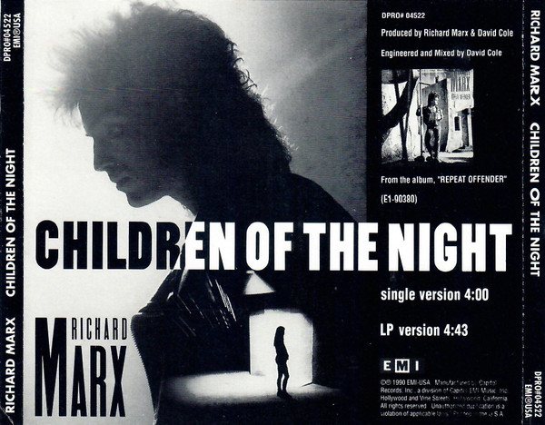 Richard Marx - Children Of The Night (CD, Single, Promo)