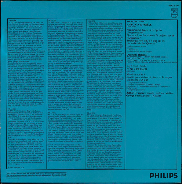 Antonín Dvořák - César Franck, Quartetto Italiano - Arthur Grumiaux - György Sebök-1
