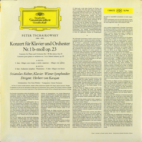 Pyotr Ilyich Tchaikovsky, Sviatoslav Richter, Herbert Von Karajan, Wiener Symphoniker-1
