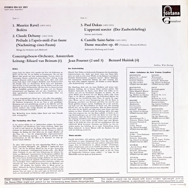 Maurice Ravel / Claude Debussy / Paul Dukas / Camille Saint-Saëns, Concertgebouworkest, Eduard van Beinum / Jean Fournet / Bernard Haitink-1