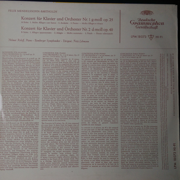 Felix Mendelssohn-Bartholdy – Helmut Roloff, Bamberger Symphoniker, Fritz Lehmann-1