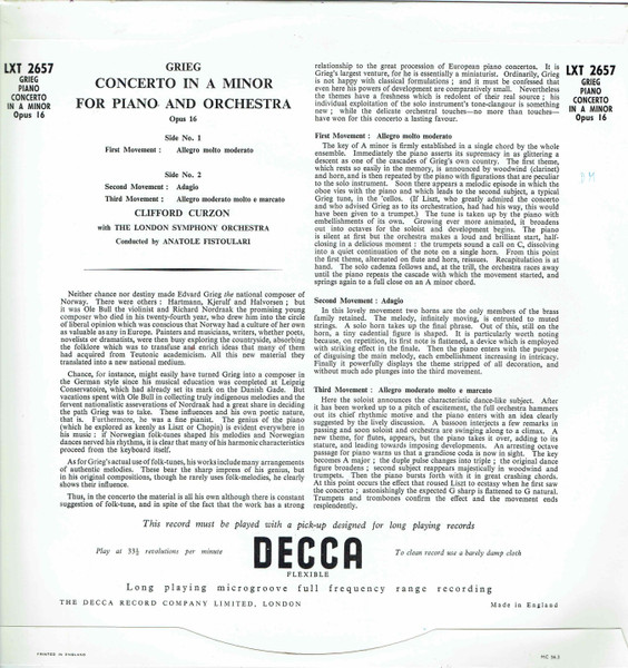Edvard Grieg - Clifford Curzon With The London Symphony Orchestra Conducted By Anatole Fistoulari-1