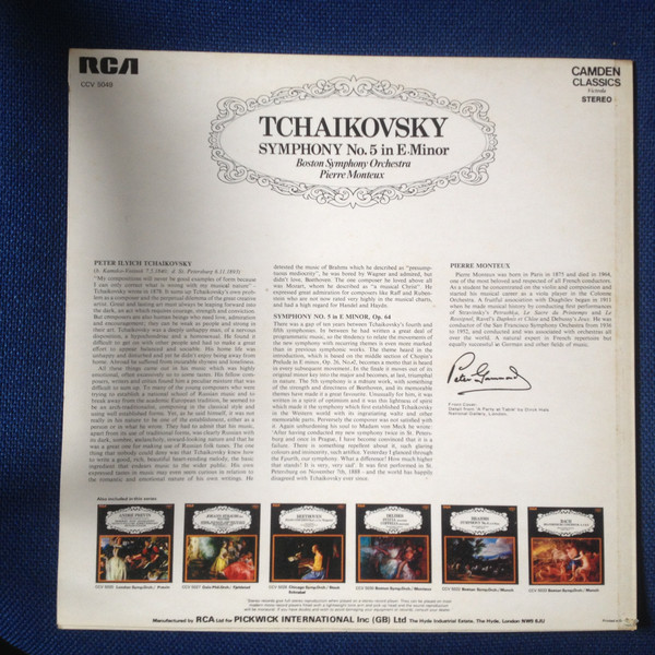 Pyotr Ilyich Tchaikovsky, Boston Symphony Orchestra, Pierre Monteux-1