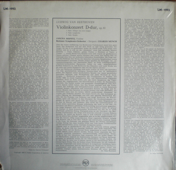 Ludwig van Beethoven, Jascha Heifetz, Charles Munch, Boston Symphony Orchestra-1