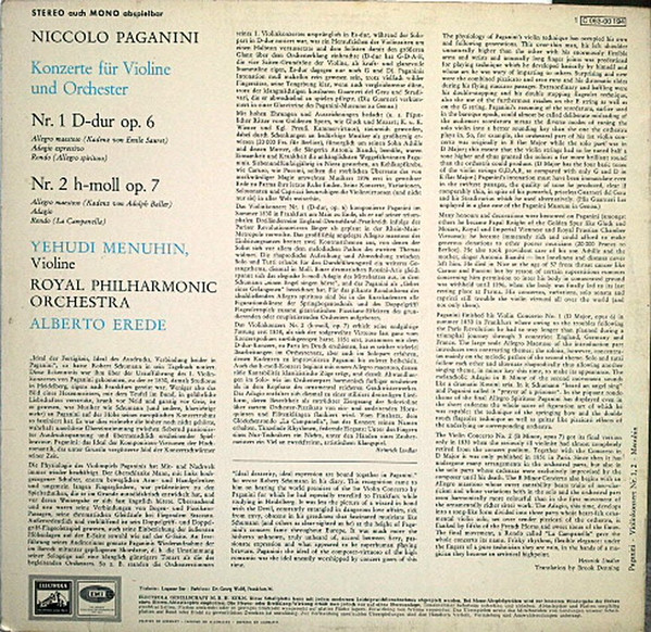 Niccolò Paganini, Yehudi Menuhin, Royal Philharmonic Orchestra Dirigent Alberto Erede-1