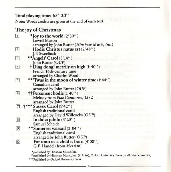 The Cambridge Singers, The City Of London Sinfonia* Conducted By John Rutter-1