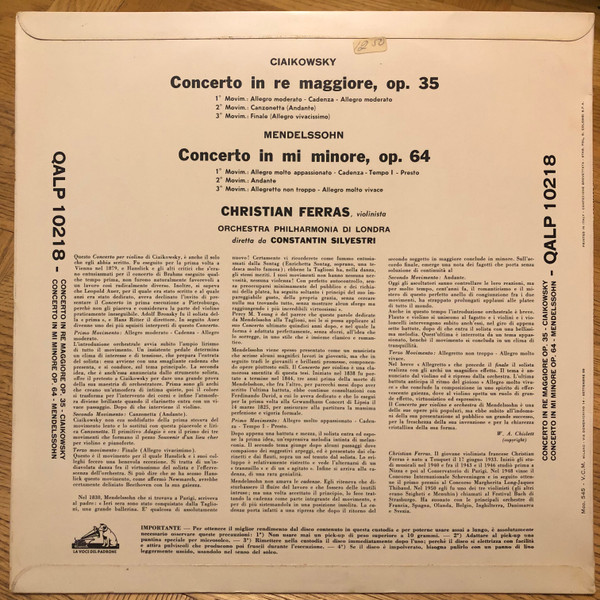 Pyotr Ilyich Tchaikovsky / Felix Mendelssohn-Bartholdy - Christian Ferras, Philharmonia Orchestra • Constantin Silvestri-1