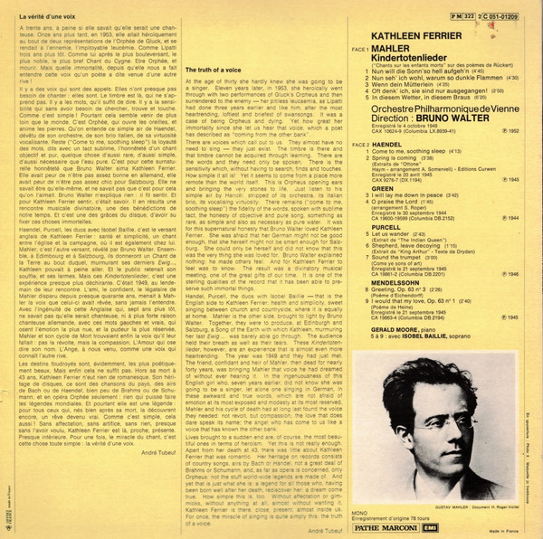 Gustav Mahler, Kathleen Ferrier / Wiener Philharmoniker , Direction Bruno Walter-1