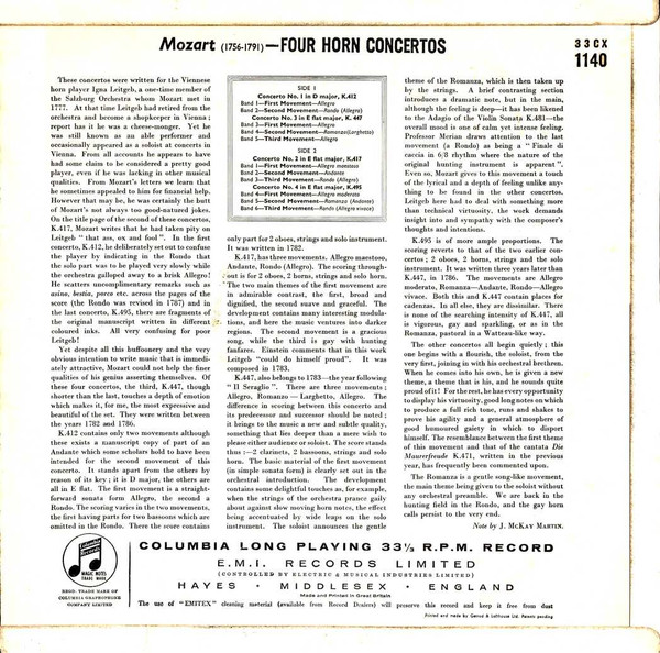 Wolfgang Amadeus Mozart, Dennis Brain And Philharmonia Orchestra Conducted By Herbert von Karajan-1