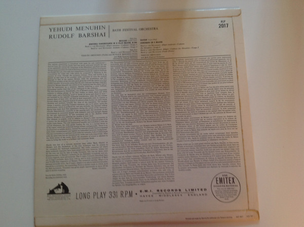 Yehudi Menuhin & Rudolf Barshai With Bath Festival Orchestra - Wolfgang Amadeus Mozart / Joseph Haydn-1