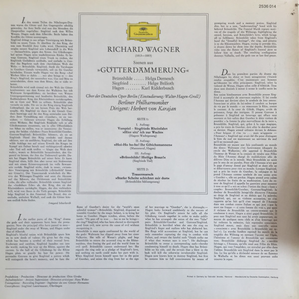 Richard Wagner, Herbert von Karajan, Helge Brilioth, Helga Dernesch, Karl Ridderbusch, Chor der Deutschen Oper Berlin, Berliner Philharmoniker-1
