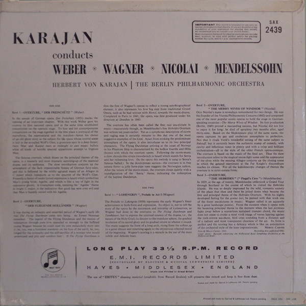 Carl Maria von Weber, Richard Wagner, Otto Nicolai, Felix Mendelssohn-Bartholdy - Herbert von Karajan, Berliner Philharmoniker-1
