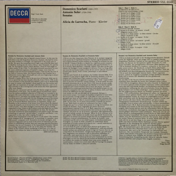 Domenico Scarlatti, Padre Antonio Soler / Alicia De Larrocha-1