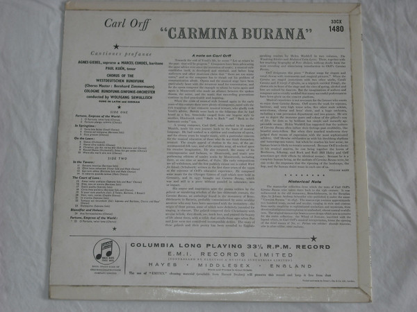 Carl Orff / Wolfgang Sawallisch / Kölner Rundfunk-Sinfonie-Orchester-1