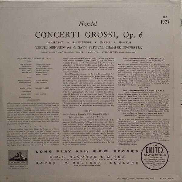 Georg Friedrich Händel - Yehudi Menuhin, Bath Festival Chamber Orchestra-1