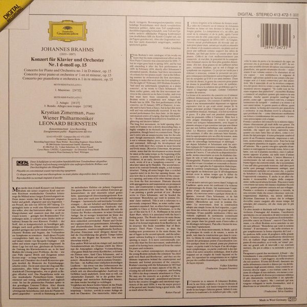 Johannes Brahms, Wiener Philharmoniker, Krystian Zimerman · Leonard Bernstein-1