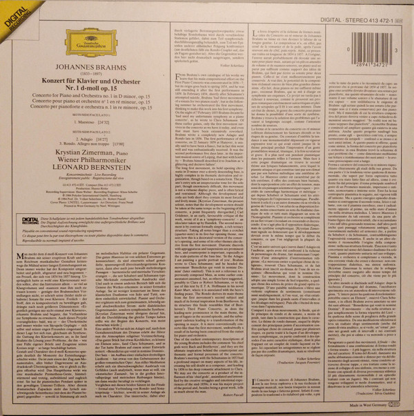 Johannes Brahms, Wiener Philharmoniker, Krystian Zimerman · Leonard Bernstein-1