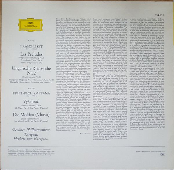 Liszt* / Smetana* - Berliner Philharmoniker, Herbert von Karajan-1
