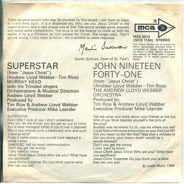 Murray Head With The Trinidad Singers / The Andrew Lloyd Webber Orchestra-1