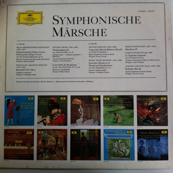 Felix Mendelssohn-Bartholdy, Wolfgang Amadeus Mozart, Edvard Grieg, Hector Berlioz, Peter Tschaikowsky*, Serge Prokofieff*, Darius Milhaud, Johann Strauss (Vater)*-1