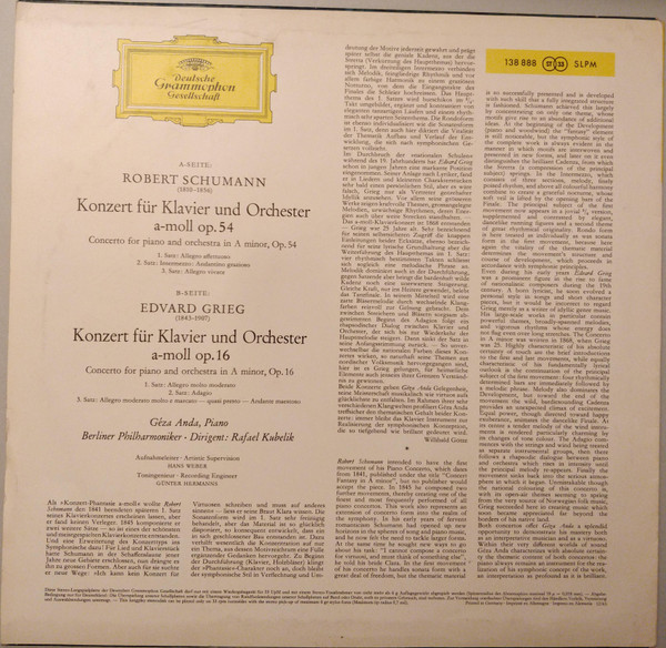 Robert Schumann ∙ Edvard Grieg, Géza Anda ∙ Rafael Kubelik, Berliner Philharmoniker-1