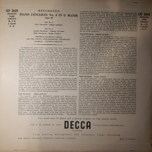 Ludwig Van Beethoven - Wilhelm Backhaus With Wiener Philharmoniker Conducted By Clemens Krauss-1