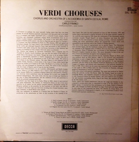 Giuseppe Verdi, Coro dell'Accademia Nazionale di Santa Cecilia And Orchestra dell'Accademia Nazionale di Santa Cecilia Conducted By Carlo Franci-1
