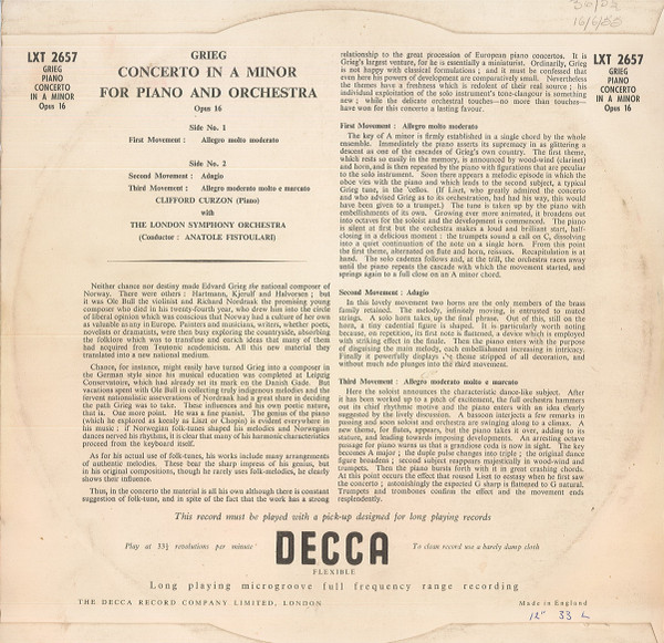 Edvard Grieg - Clifford Curzon (Piano) With London Symphony Orchestra Conducted By Anatole Fistoulari-1