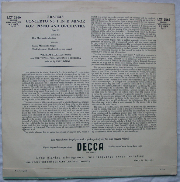 Johannes Brahms : Wilhelm Backhaus, Wiener Philharmoniker, Karl Böhm-1