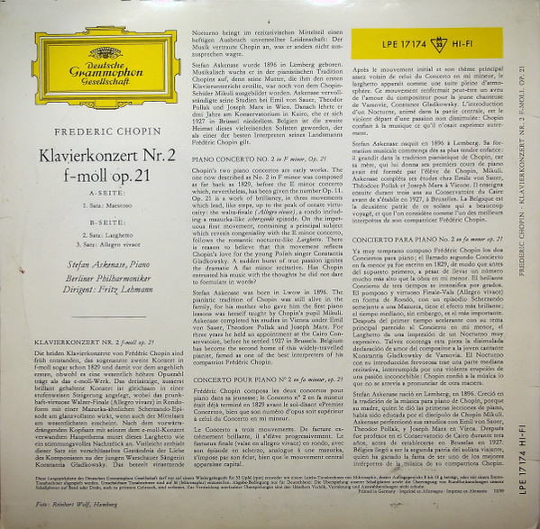 Frédéric Chopin – Stefan Askenase, Berliner Philharmoniker, Fritz Lehmann-1