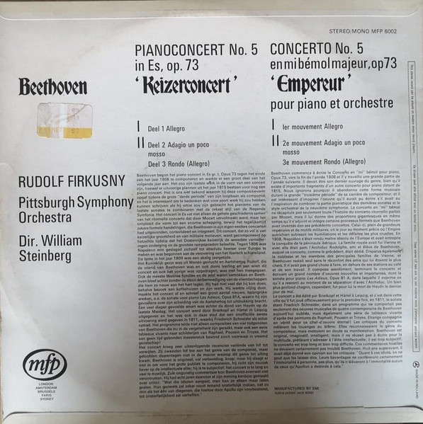 Beethoven*, Rudolf Firkusny*, Pittsburgh Symphony Orchestra, William Steinberg-1