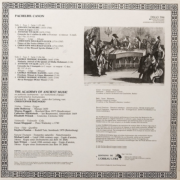 Johann Pachelbel • Georg Friedrich Händel • Antonio Vivaldi • Christoph Willibald Gluck - The Academy Of Ancient Music, Christopher Hogwood-1