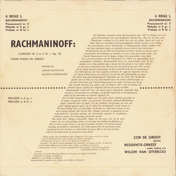 Sergei Rachmaninoff - Cor de Groot | Residentie Orkest, Willem van Otterloo-1