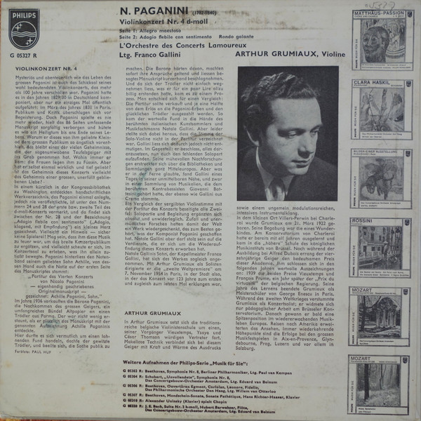 Niccolò Paganini - Arthur Grumiaux, Orchestre Des Concerts Lamoureux, Franco Gallini-1
