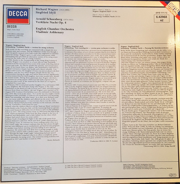 Arnold Schoenberg, Richard Wagner, English Chamber Orchestra, Vladimir Ashkenazy-1