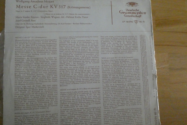 Wolfgang Amadeus Mozart – Berliner Philharmoniker Dirigent: Igor Markevitch-1