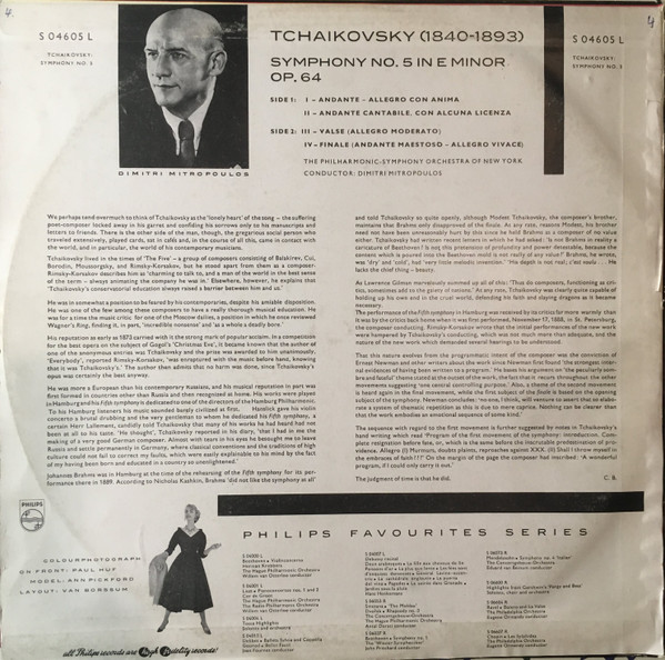 Pyotr Ilyich Tchaikovsky, Philharmonic-Symphony Orchestra Of New York, Dimitri Mitropoulos-1
