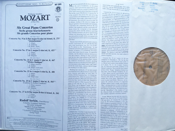 Wolfgang Amadeus Mozart - Rudolf Serkin, Marlboro Festival Orchestra, Columbia Symphony Orchestra, Alexander Schneider, George Szell-1