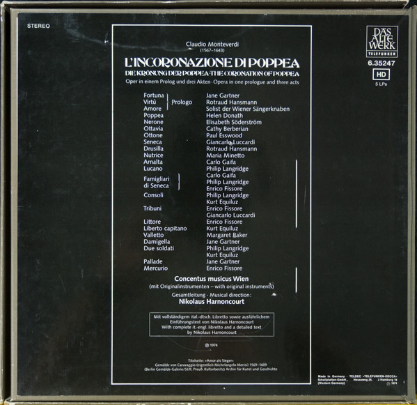 Claudio Monteverdi - Helen Donath • Elisabeth Söderström • Cathy Berberian • Paul Esswood, Concentus Musicus Wien, Nikolaus Harnoncourt-1