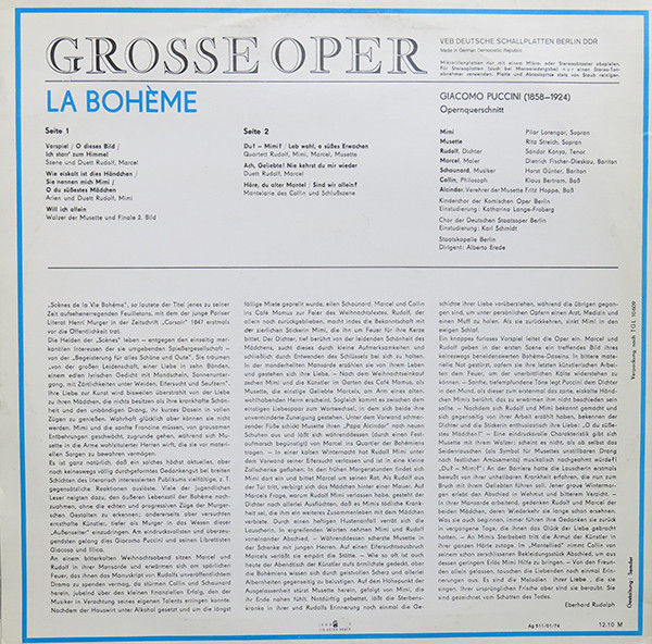 Giacomo Puccini, Pilar Lorengar, Rita Streich, Sándor Kónya, Dietrich Fischer-Dieskau, Horst Günter, Klaus Bertram, Fritz Hoppe, Staatskapelle Berlin, Alberto Erede-1