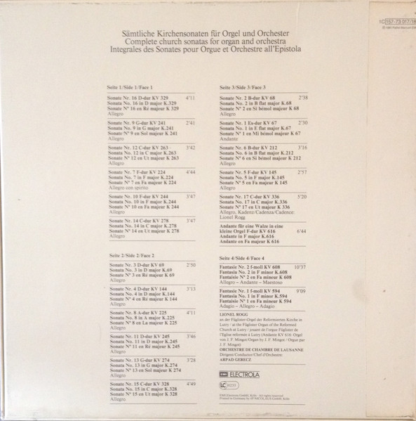 Wolfgang Amadeus Mozart, Lionel Rogg, Orchestre De Chambre De Lausanne, Arpad Gérecz-1