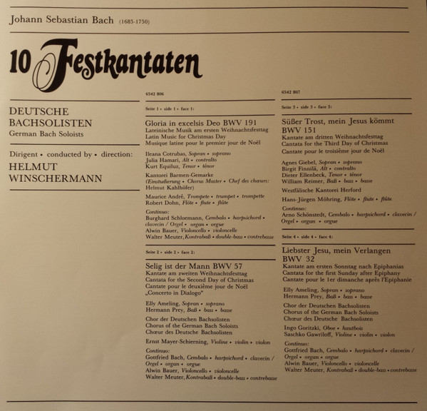 Johann Sebastian Bach, Helmut Winschermann, Deutsche Bachsolisten-1