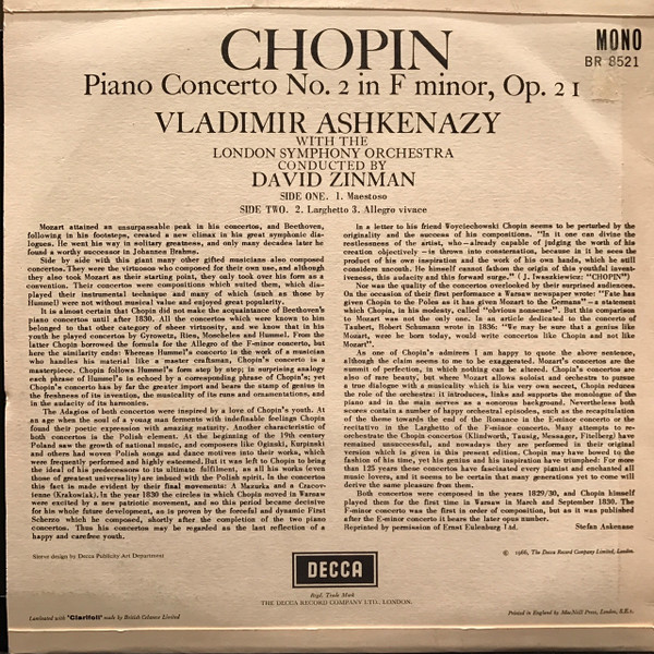 Frédéric Chopin, Vladimir Ashkenazy, London Symphony Orchestra, David Zinman-1