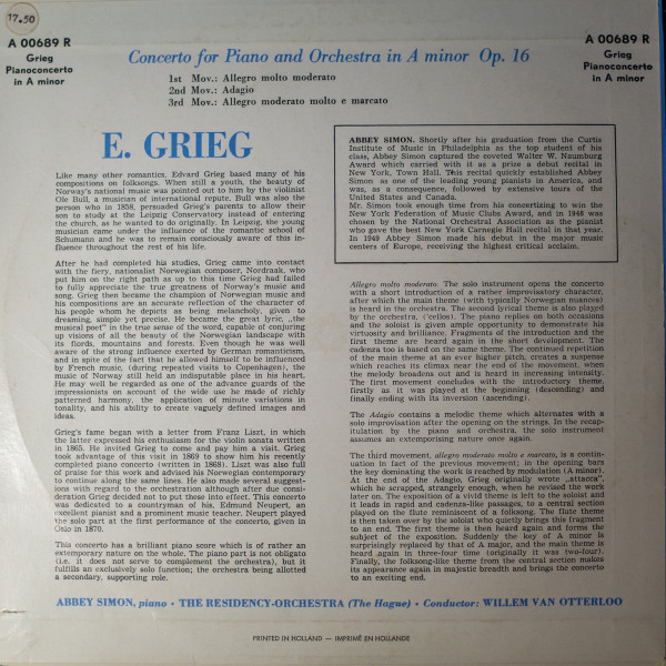 Edvard Grieg - Abbey Simon, Residentie Orkest, Willem van Otterloo-1