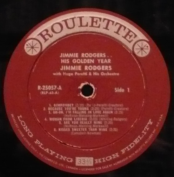 Jimmie Rodgers (2) . . . . . . The Hugo Peretti Orchestra-1