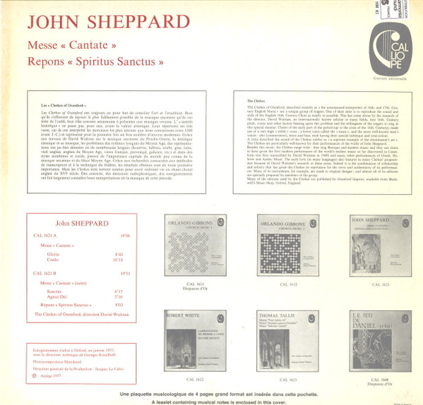 John Sheppard, The Clerkes Of Oxenford / David Wulstan-1