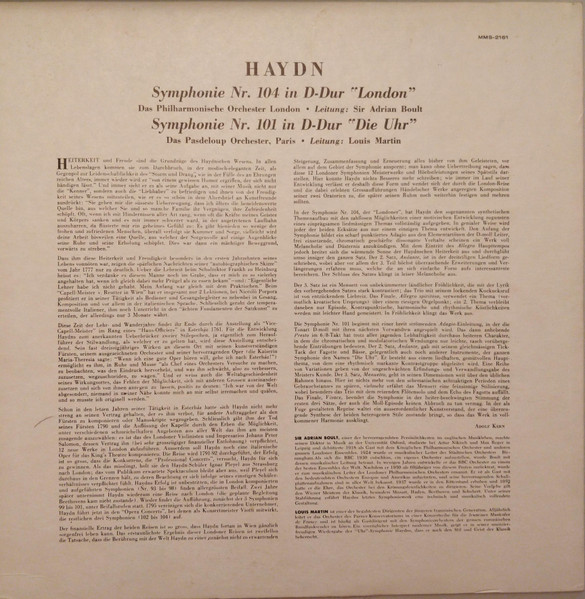 Joseph Haydn, Sir Adrian Boult, Louis Martin, London Philharmonic Orchestra, Orchestre De L'Association Des Concerts Pasdeloup-1