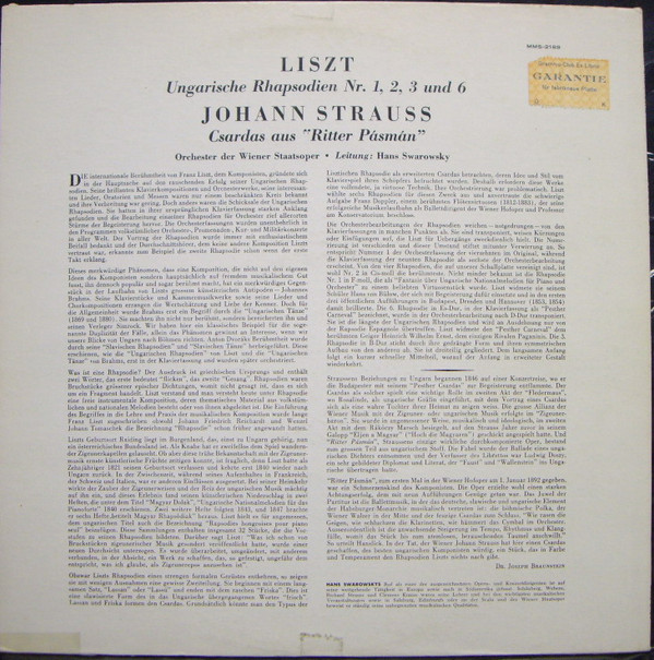 Franz Liszt, Orchester Der Wiener Staatsoper, Hans Swarowsky-1