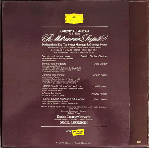 Domenico Cimarosa – Arleen Auger · Julia Hamari · Júlia Várady · Ryland Davies · Dietrich Fischer-Dieskau · Alberto Rinaldi · English Chamber Orchestra · Daniel Barenboim-1